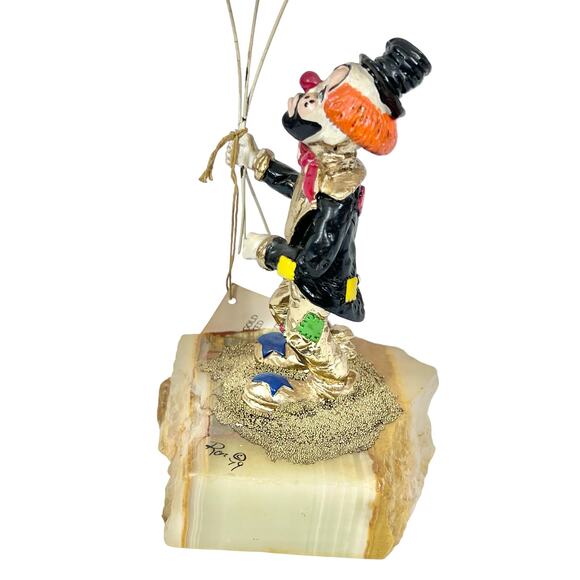 Ron Lee Clown with Balloons Figurine Gold Onyx Hand Painted Signed 1979 Early - Picture 3 of 16